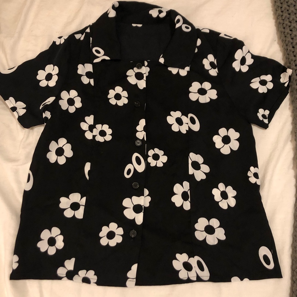 Vintage mod silk button up